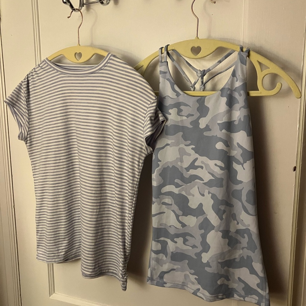 All in Motion Gray Striped and Camo Kids Tees—lot of 2